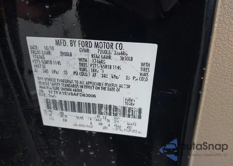 2010 Ford F-150 Fx4/Lariat/Xl/Xlt из США, поврежденный, VIN 1FTFX1EV8AFD83006